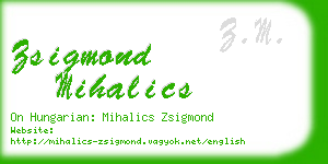 zsigmond mihalics business card